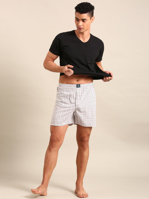White Checked Cotton Boxer